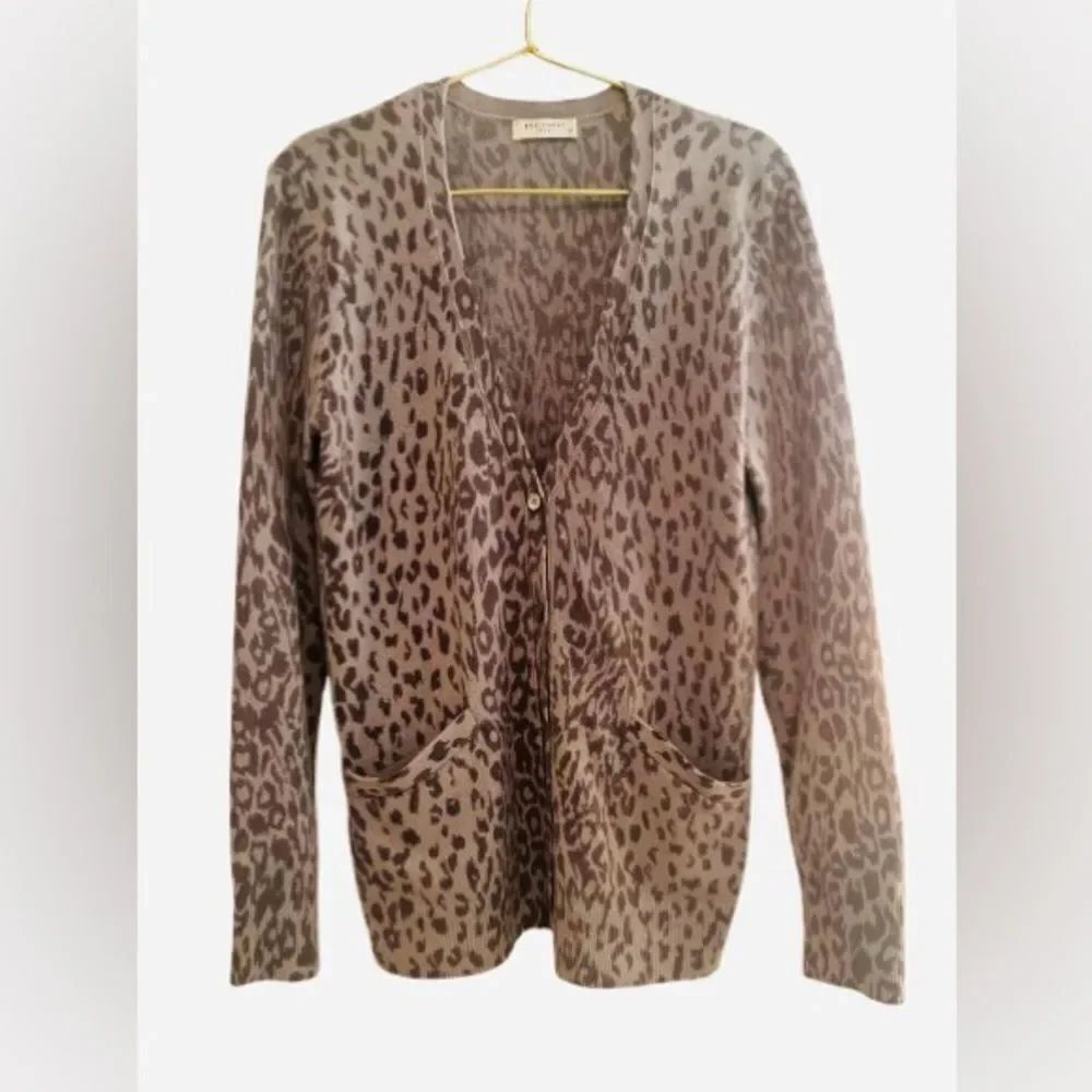 100% Cashmere Leopard Print Cardigan from Equipment NWOT